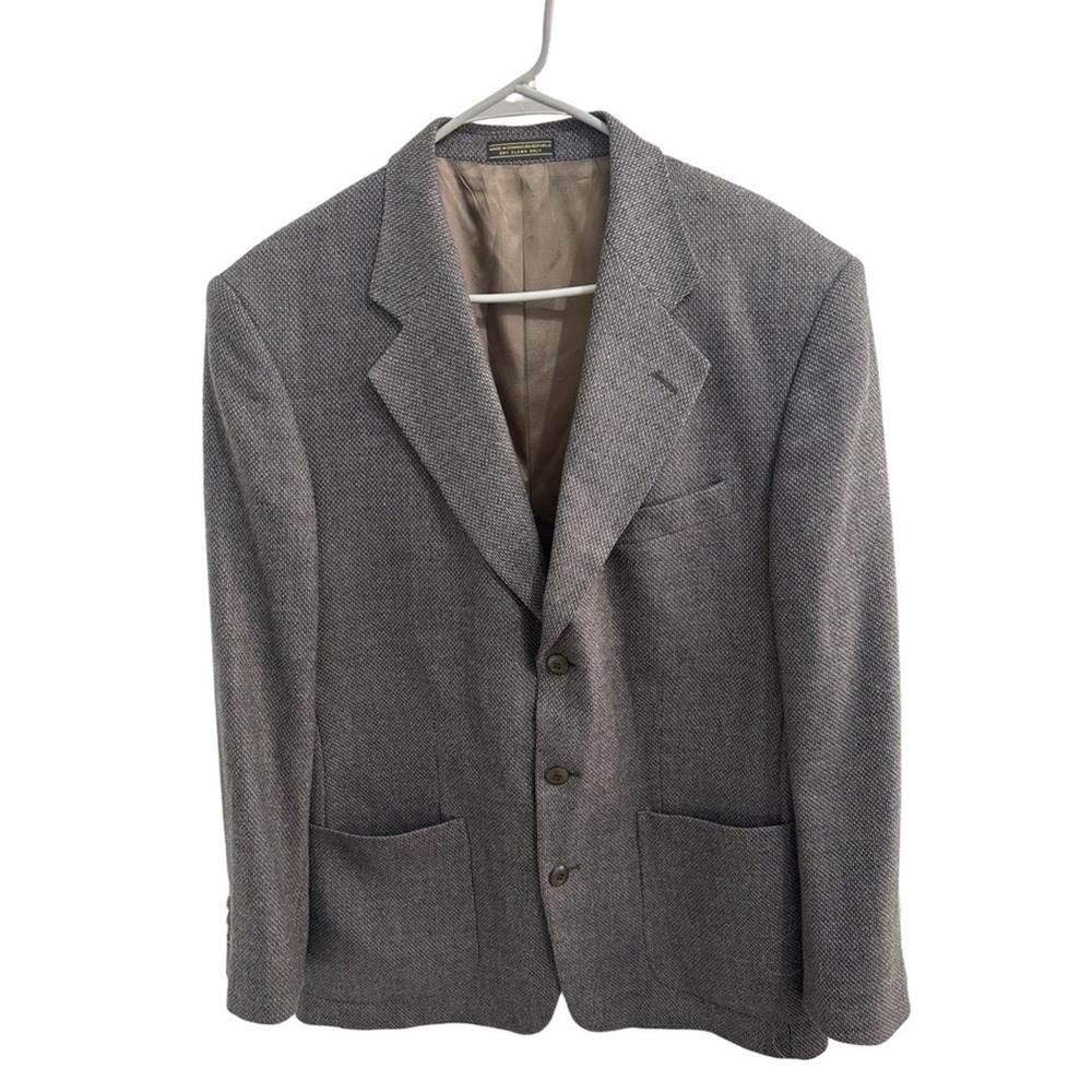 Bachrach Blazer Jacket Mens Herringbone 3-Button Wool Notched Lapel Business